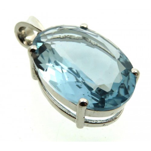 Siberian Aquamarine Quartz Sterling Silver Pendant 02